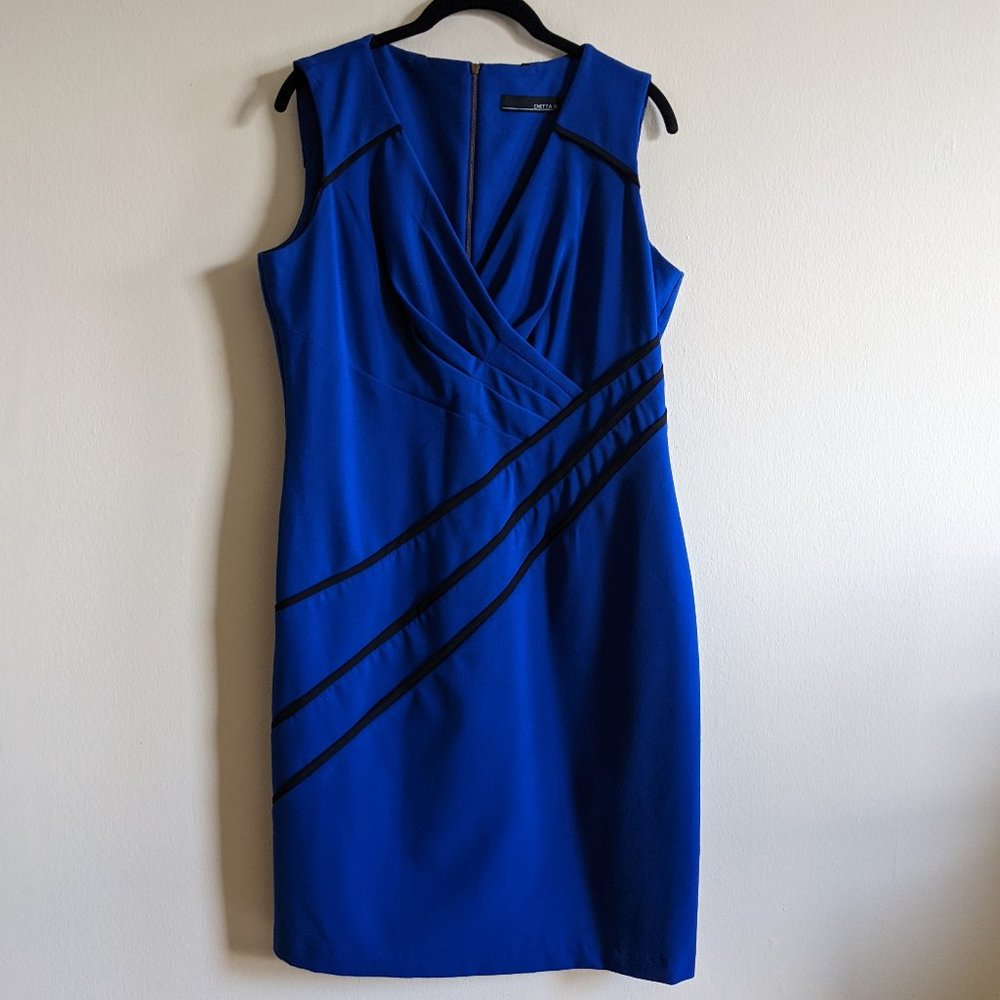 Chetta B bright blue v-neck sheath dress
